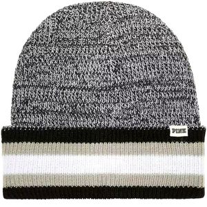 Victoria's Secret "Pink" Hat ~ Knit Winter Hat ~ Black ~ White & Gray in Color